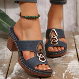 2025 New Slope And Thick-Soled Slippers Women's Shoes Thick Heel Thick-Sed Fish Mouth Type Slippers HZ0115