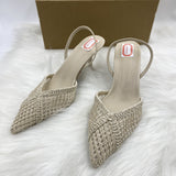 ZA Home 2025 New Pointed High Heels Coarse French Small Design Hollow Weaving Temperament Buntret HZ0115