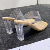 2025 New Summer Transparent Heel High Heel Simple PVC Cool Slippers With Toe Women's Shoes HZ0115