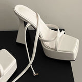 The Waterproof Table Cross-Belt High-Heeled Sandals Summer New European Design Sense Heightening Leg Long High Heels HZ0115