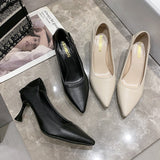 Non-Tired High Heels Fine Heel 2025 New French Commuting Work Career Black Single Shoes Soft Leather Women's Shoes Spring HZ0115