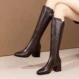 Coarse But Knee Boots Square Head 2025 New High-Heel High-Heel High-Heeling Boots Are Thin But Knee Boots HZ0115