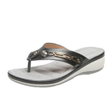 2025 Flip-Flop Metal Buckle Beach Sandals Women's Slope And Leisure Women's Cool Slippers Non-Slip Round Head New HZ0115