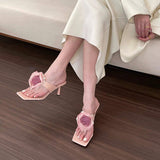 New Chinese Flower High-Heeled Sandals Women 2025 Spring And Summer New Clip Fine And Cool Slippers Women HZ0115