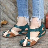 Women's Sandals 2025 Summer New Retro Round-Headed Slope And Hollow Women's Shoes Casual Sandals HZ0115