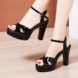 Walk Show Artifact Model High Heel Sandals Leather Thick Heel Waterproof Counter 11Cm Cross-Band Hollow Performance Sandals Women Summer HZ0115