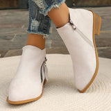 Trendy Thick Background Solid Color Tip Side Zipper Martin Boots 2025 Spring And Autumn New Short-Box Women Boots HZ0115