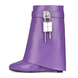 Winter New Large Cylinder Lock Skirt Side Of The Super High Slope And Round Scalp Face High And Zipper Short Boots Woman HZ0115
