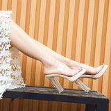 High-Heeled Women 2025 Summer New Waterproof Table With No Tired Feet Thick Heel Crystal Slippers Women's Sandals Women's Shoes HZ0115