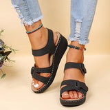 New Summer Women's Slope And Thick-Soled Casual Sandals Pure Color Magic Stick With Sandals HZ0115