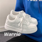 Small White Shoes 2025 Spring And Autumn New Thick-Soled Pure White Round Head Shoes Students Tied Casual Shoes HZ0115