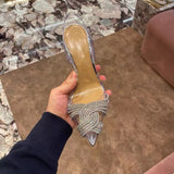 PVC Transparent Sandals Bag Head Cross-Drilled High Heels 23 Spring And Summer New After The Air Shallow Mouth Sweet Banquet Wedding Shoes HZ0115