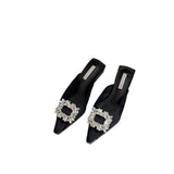 Design Sense Of Niche Bag Head Half Slippers Women Wear 2025 New Korean Version Of The Diamond Side Buckle Back Empty Single Shoes HZ0115