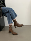 High-Heeling Thin Boots Girl Fairy 2025 New Coarse And Smoke Boots Net Red Fashion Chelsea Short Boots HZ0115