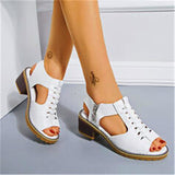2025 Summer New Women's Shoes Korean Version Of Coarse Sandals Side Zipper Leisure Slope And Solid Color Coarse Large-Size Sandals Women HZ0115