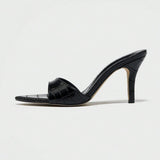 Women's Sharp-Headed Sexy Stone Lines With Fine High-Heeled Sandals Women's Shoes Fashion Black High Heels HZ0115