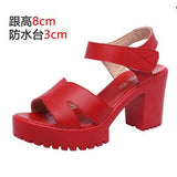Painted Leather High Heel Waterproof Sandals Women Fashion Crocodile Pattern Walking Shoes Summer Coarse Heel Magic Sticky H Women's Shoes HZ0115