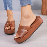 Large-Size Thick-Bottomed Cool Slippers Women's New Summer 2025 Fashion Fish Mouth Comfortable Beach Slippers HZ0115
