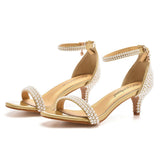 5 Cm Light Mouth With Low Heel High Heel Gold Pearl Wedding Dress Bridal Banquet Shoes HZ0115