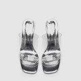 2025 Summer Slippers Women's Summer To Wear The New Crystal Coarse And Exposed Cool Drag Transparent Temperament High-Tall One-Word Drag HZ0115