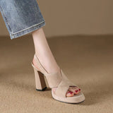 Coarse-Heeled Ladies Sandals 2025 Summer New Temperament Thick-Soled Waterproof Table Behind The Black Word With High Heels Women's Shoes HZ0115