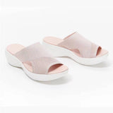Large-Size Thick Bottom Slippers Women's 2025 Summer Flat Bottom Fish Mouth Mesh Breathable Lady Wears Trawl Eyes HZ0115