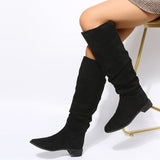 Western Boots Women's Autumn 2025 British Style Retro Thick And Sharp But Knee-High Boots HZ0115