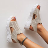 Fly Weaving Splicing Sports Sandals Women 2025 Summer New Korean Version Of Net Yarn Hollow Women's Shoes Casual Thick-Soled Fish Mouth Women's Shoes HZ0115