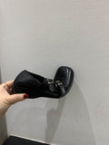 Vintage Carvings Square Head Lefu Shoes Women's Shoes Autumn And Winter New British Style Single Shoes Black Small Leather Shoes HZ0115