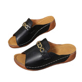2025 New Summer Thick-Bottomed Fish Mouth Slippers Women's Shoes Large-Size Wide Strips Thick-Bottomed Slippers HZ0115