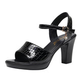 Painted Skin Thick Heel Waterproof Table One-Word Sandals Size Code 32-43 Fashion Show-High-Heeled Sandals Shoes Women HZ0115
