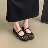 Summer Net Shoes Women Breathable Shoes Korean Temperament Fairy Hollow Single Shoes Female Flat Soles Pedal Mary Treasure Shoes HZ0115