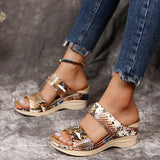 Casual Round Head Leopard-Snake High-Shoe Women's Slope And Slippers 2025 Summer New Large-Size Slippers HZ0115