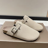 Large-Size Boken Baotou Half Dragged A Foot Pedaled Sandals Women Wear Round Head Half-Dragging Shoes HZ0115