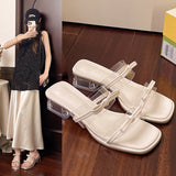 New Fashion Thick Heel Bow Transparent High Heels In The Summer Of 2025 HZ0115