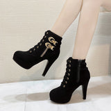 2025 New Large-Size Martin Boots Women Fashion Zip Side Zipper Ultra-High And Solid Color Small Short Boots HZ0115