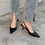 French High Heels Black Temperament Sandals Fairy Shoes 2025 New Spring And Summer Fine Tip Single Shoes HZ0115