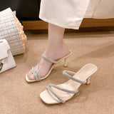 2025 Net Red New One-Shoe Outside The Water Drill Niche Design Shallow High Heel HZ0115