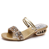 Cold Slippers Women 2025 Summer Water Diamond Lily With A Word Wearing Fashion One Shoe Two Wearing Sandals HZ0115