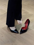 High-Heeled Women's Fine Heel On The Bed Of High-Heeled Shoes In The New Autumn Black Red Back 10 Cm Sexy Pointed Single Shoes In 2025 HZ0115