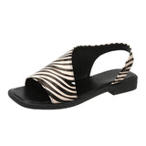 Leopard Sandals Women 2025 Summer New Large-Size Fish Mouth Side Empty Fashion Thick Heel Low-Heeled Sandals Tide HZ0115