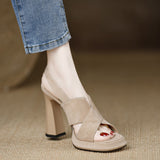 Coarse-Heeled Ladies Sandals 2025 Summer New Temperament Thick-Soled Waterproof Table Behind The Black Word With High Heels Women's Shoes HZ0115
