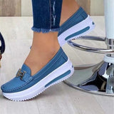 Large-Size Thick-Soled Women's Shoes 2025 New Casual Single-Shoe Women's Metal Buckle Lazi Shoes Lefu Shoes HZ0115