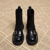 Vintage British Style Thin Skinny Boots Brown Socks Boots 2025 Autumn And Winter Gas Small Short Boots Small Ankle Boots HZ0115