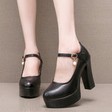 Anti-Slip 6Cm Silver Heeled Show Shoes Thick-Singing Leather Shoes Thick-Soled Model Single-Shoe Large-Size Working Shoes HZ0115