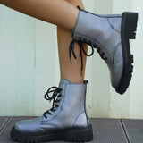 2025 New Martin Boots Women's British Wind Thick Back Lace Mid-Sleesize Boots Women's Shoes Large Size Martin Boots HZ0115