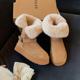 Buckle With Thick-Sleet Hair Edge To Keep Warm Cotton Shoes In The Long-Singed Snow Boots Women Winter Model HZ0115
