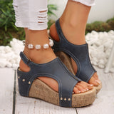 Slope Heel Sandals Women's Shoes 2025 Summer New Leisure Thick-Sed Fish Mouth Magic Stick Slope Sandals HZ0115
