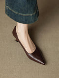 French Retro Pointed Single Shoes Women Soft Leather Fine Heel Temperament Shallow High-Heeled Shoes HZ0115