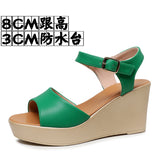 Head Layer Of Cow Skin Summer New Thick-Bottomed Beach 11CM Slopes And Women's Sandals High Heel Waterproof Table Comfortable Pine Pastry Fish Mouth Shoes HZ0115